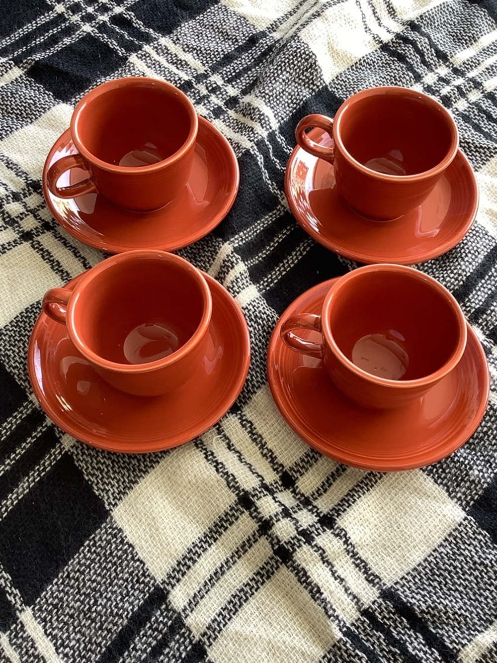 Fiestaware Paprika Colored Teacup & Saucer Set Of 4